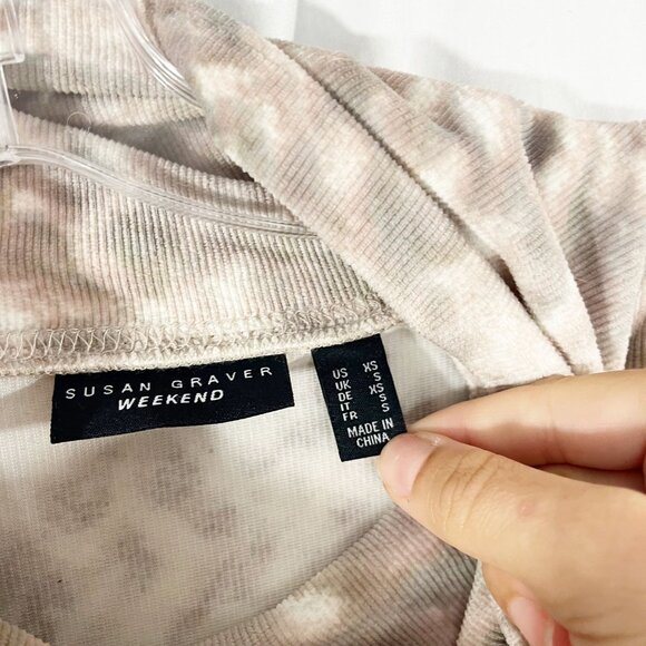 NWOT Susan Graver Weekend Velour Ribbed Hoodie Brown - Size XS - Picture 3 of 7